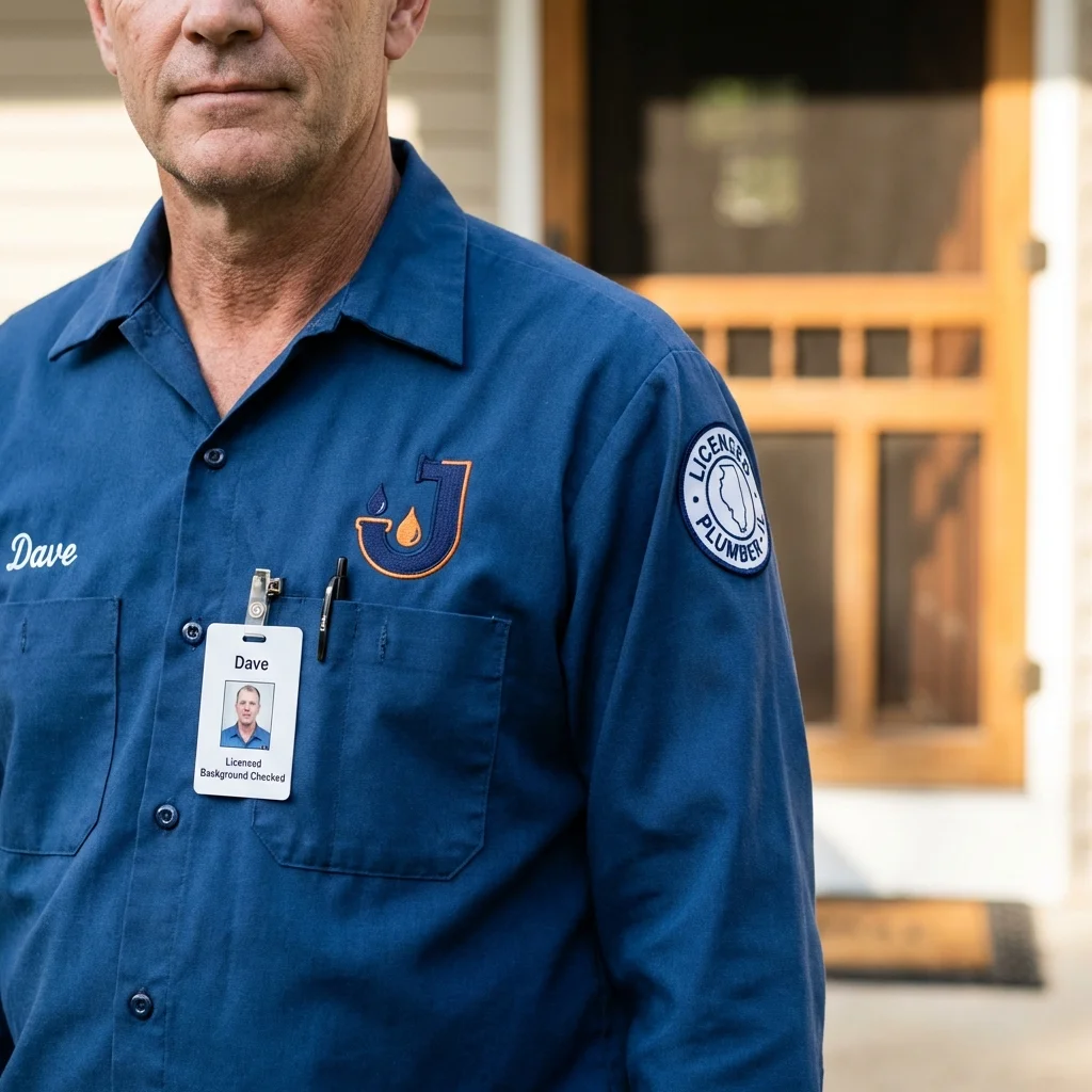 Licensed plumber showing ID badge in Ingalls, IN